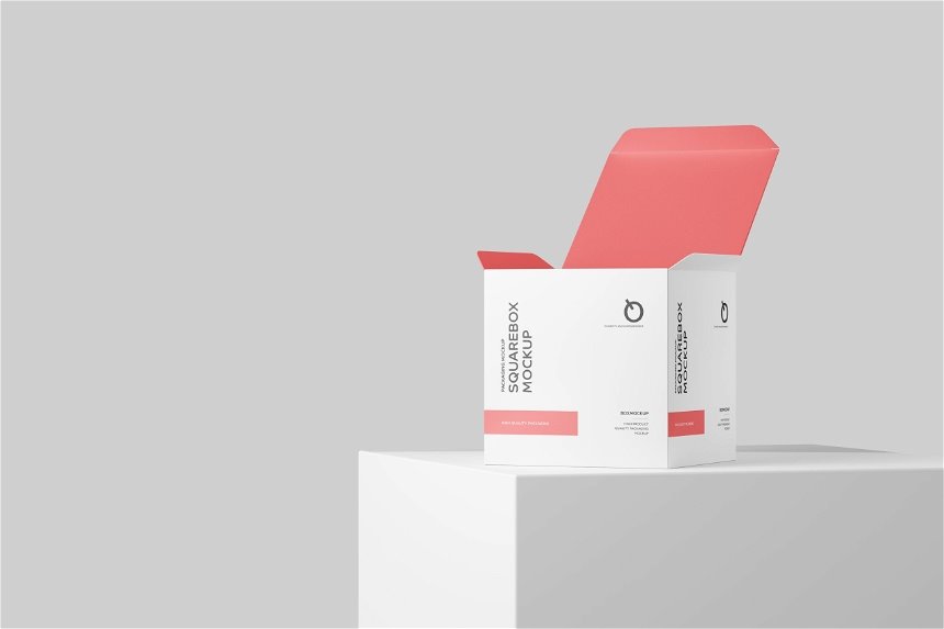 Perspective View of Square Box Mockup