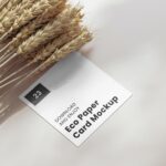 Perspective View of Square Card Mockup with Wheat