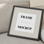 Perspective View of Square Frame Mockup on Couch