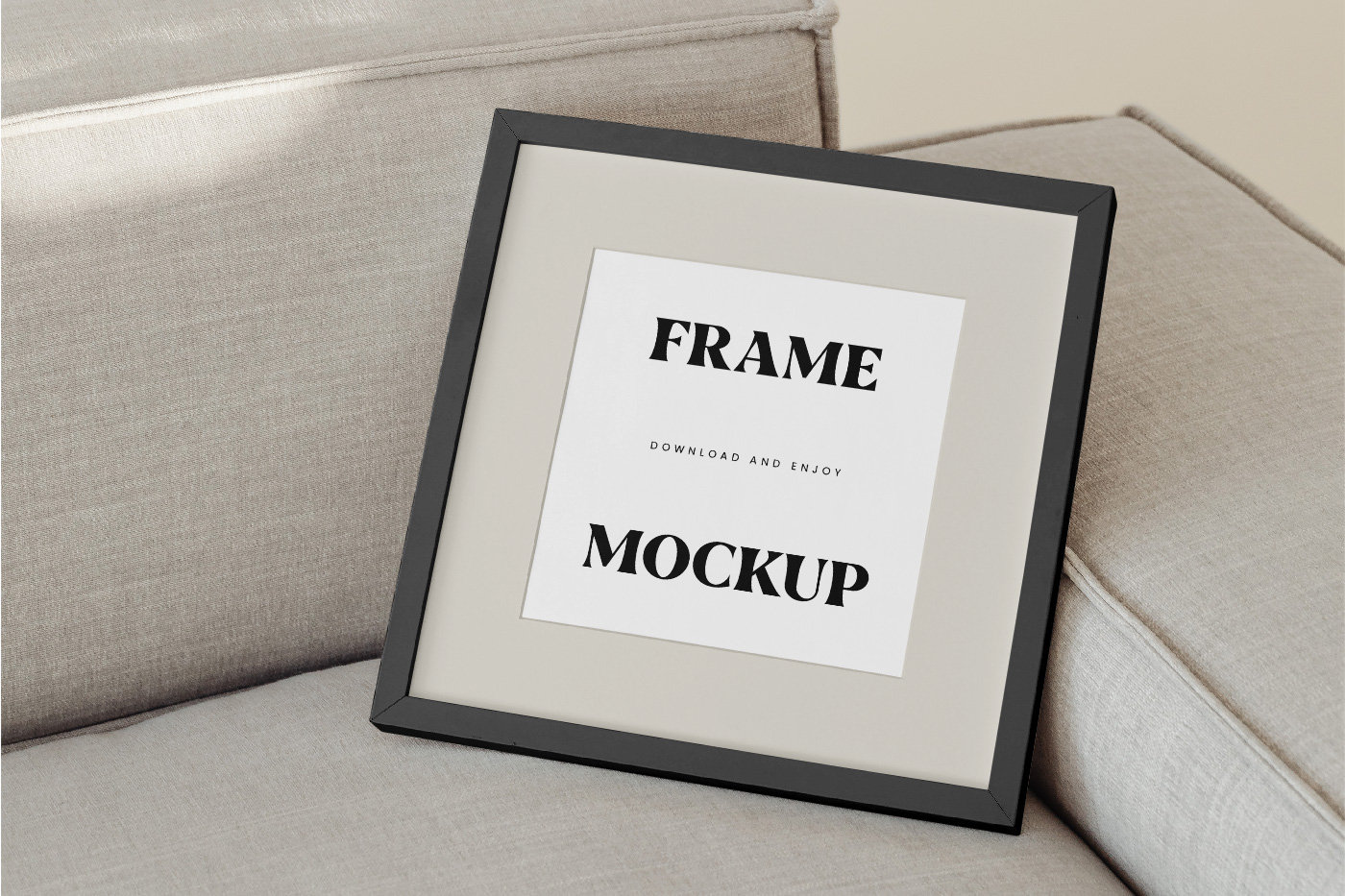 Perspective View of Square Frame Mockup on Couch FREE PSD