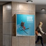 Perspective View of Square Indoor Signage Mockup
