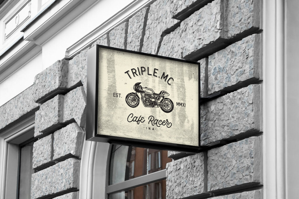 Perspective View of Square Sign Mockup on Building