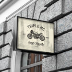Perspective View of Square Sign Mockup on Building
