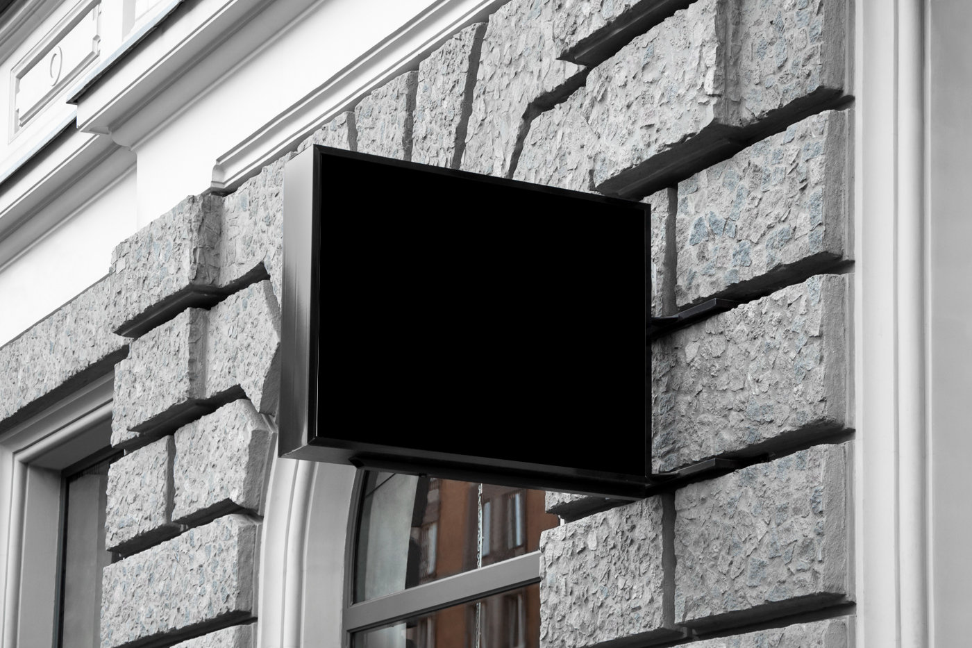 Perspective View of Square Sign Mockup on Building FREE PSD
