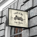 Perspective View of Square Sign Mockup on Building
