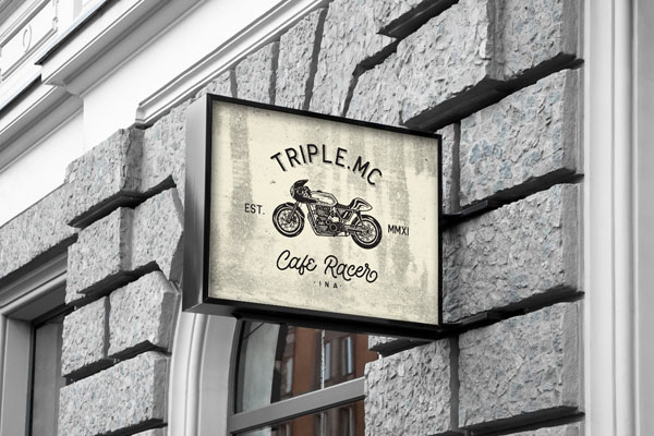 Perspective View of Square Sign Mockup on Building