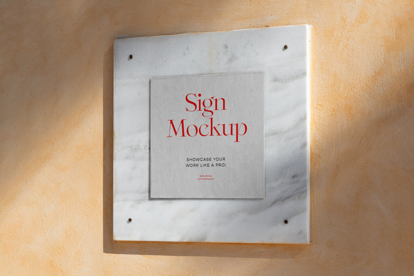 Perspective View of Square Sign Mockup on Marble FREE PSD