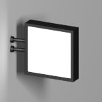 Perspective view of Square Signboard Mounted on Wall Mockup