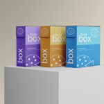 Perspective View of Standing Food Packaging Box Mockup
