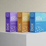 Perspective View of Standing Food Packaging Box Mockup
