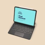 Perspective View of Standing Open iPad Mockup
