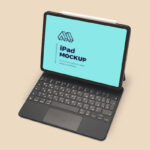 Perspective View of Standing Open iPad Mockup