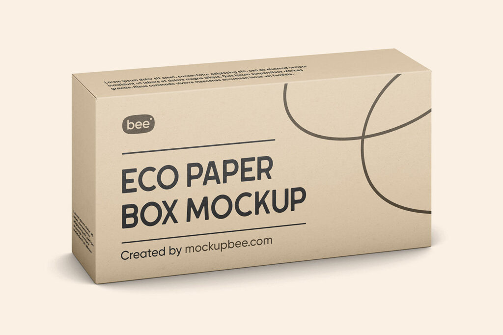 Perspective View of Standing Wide Box Mockup