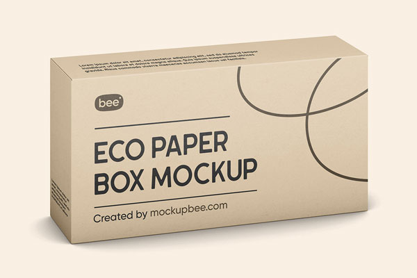 Perspective View of Standing Wide Box Mockup