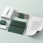 Perspective View of Stationery Items Mockup