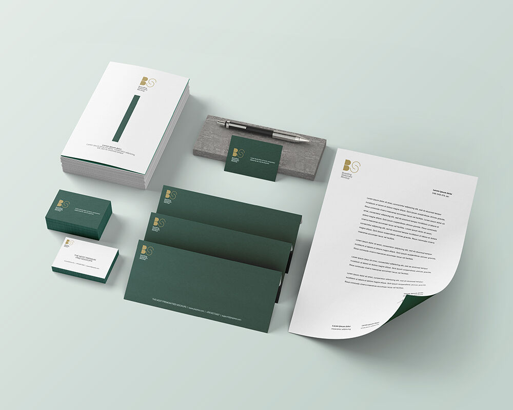 Perspective View of Stationery Items Mockup