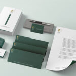 Perspective View of Stationery Items Mockup