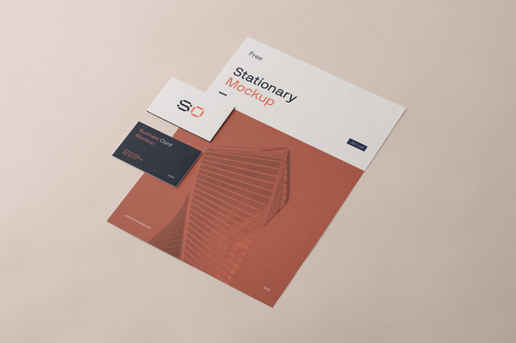 Perspective View of Stationery Mockup