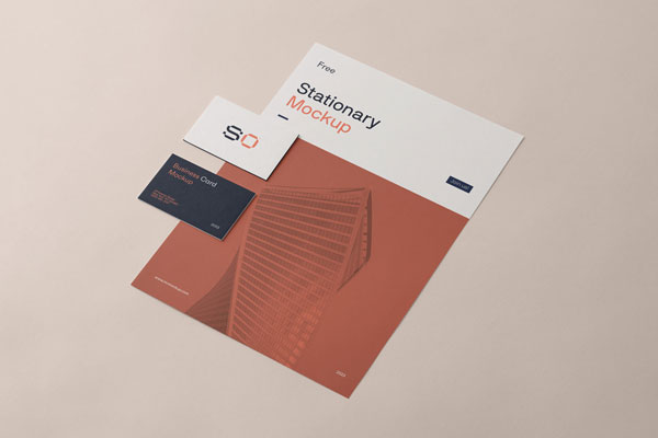 Perspective View of Stationery Mockup