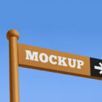 Perspective View of Street Direction Sign Mockup