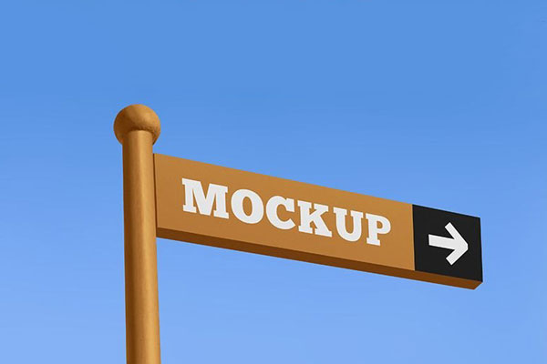 Perspective View of Street Direction Sign Mockup