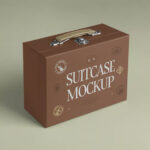 Perspective View of Suitcase Box Mockup