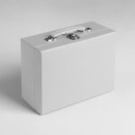 Perspective View of Suitcase Box Mockup