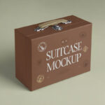 Perspective View of Suitcase Box Mockup