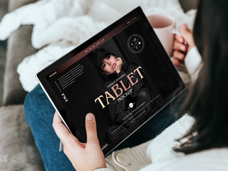Perspective View of Tablet Mockup in Woman’s Hands
