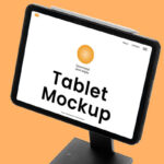 Perspective View of Tablet Mockup on Stand