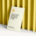 Perspective View of Textured Vertical Business Card Mockup