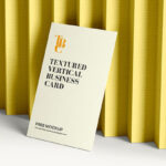 Perspective View of Textured Vertical Business Card Mockup