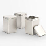 Perspective View of Three Tin Canisters Mockup
