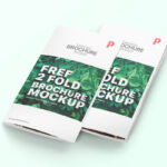 Perspective View of Two Bi-fold Brochures Mockup
