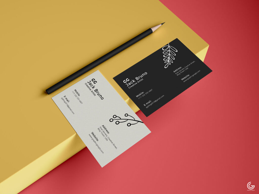 Perspective View of Two Business Cards Mockup
