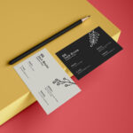 Perspective View of Two Business Cards Mockup