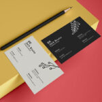 Perspective View of Two Business Cards Mockup