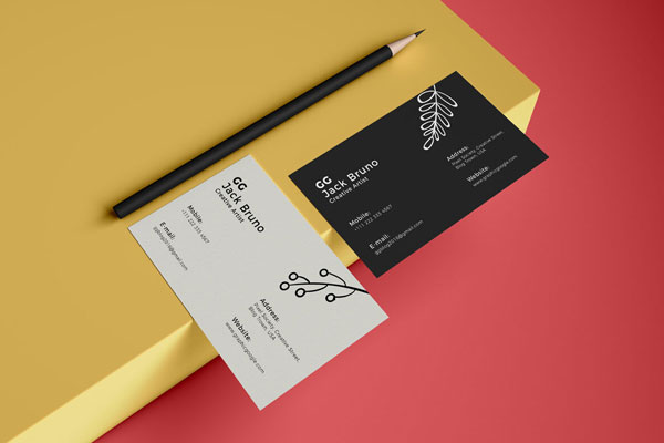 Perspective View of Two Business Cards Mockup