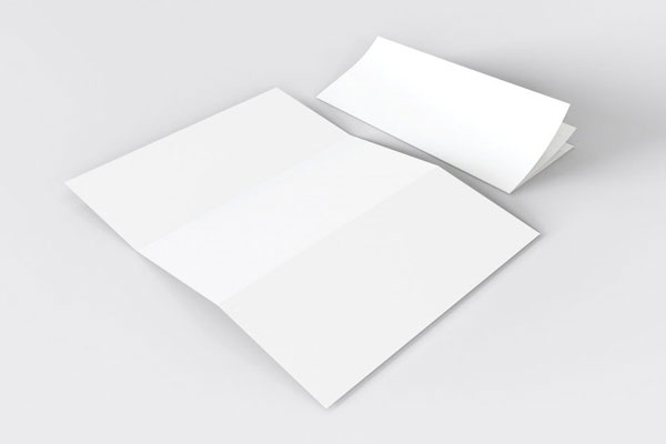 Perspective View of Two Open and a Close Tri Fold Brochures Mockup