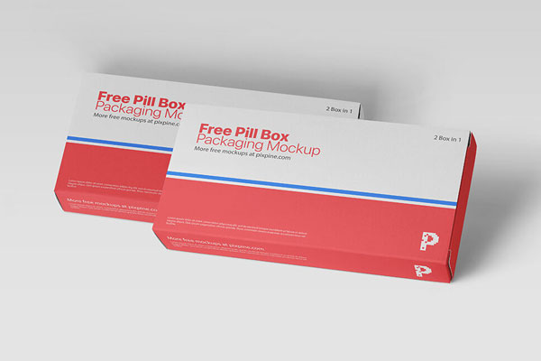 Perspective View of Two Pill Packaging Mockup