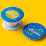 Perspective View of Two Round Pop Sockets Mockup