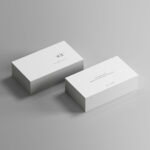 Perspective View of Two Stacks of Business Cards Mockup