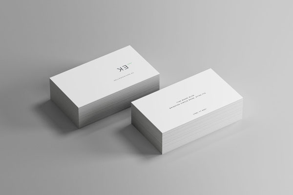 Perspective View of Two Stacks of Business Cards Mockup
