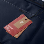 Perspective View of Two Tags Hanging Off a Bag Mockup