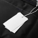 Perspective View of Two Tags Hanging Off a Bag Mockup