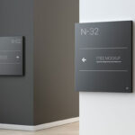 Perspective View of Two Wall Wayfinding Signs Mockup