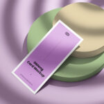 Perspective View of Vertical Paper Card Mockup with Stand