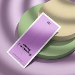 Perspective View of Vertical Paper Card Mockup with Stand