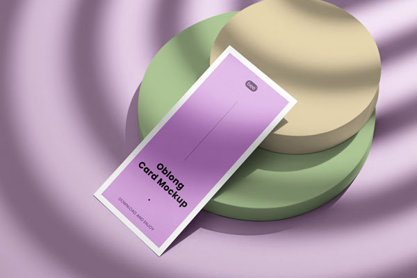 Perspective View of Vertical Paper Card Mockup with Stand