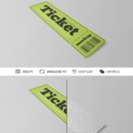 Perspective View of Vertical Paper Ticket Mockup